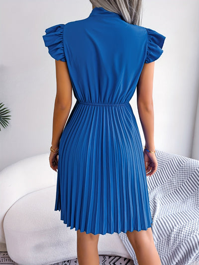 Elegantes Kleid mit Schleife und Rüschen - Plisseekleid für Damen