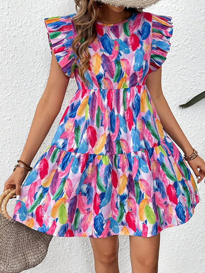 Rosa Kleid mit Volants und stufigem Rock – leichtes Design für den Sommer