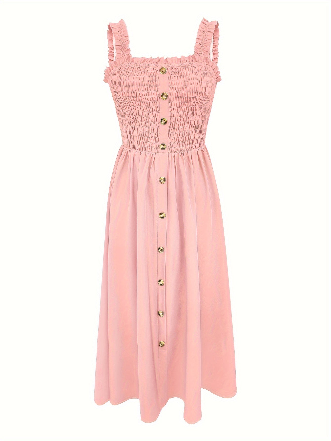 Sommerkleid mit Knopfleiste und eckigem Ausschnitt – mit Trägern