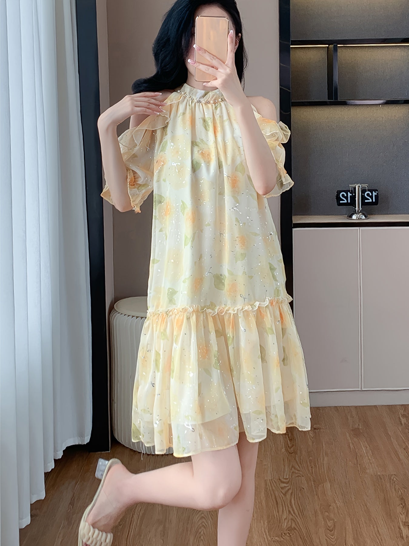 Pariser Charme - Schickes Sommerkleid mit Blumenmuster für Frauen