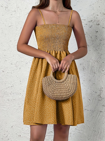 Polka Dot Sommerkleid Damen – Rückenfreies Cami-Kleid, Freizeitkleidung