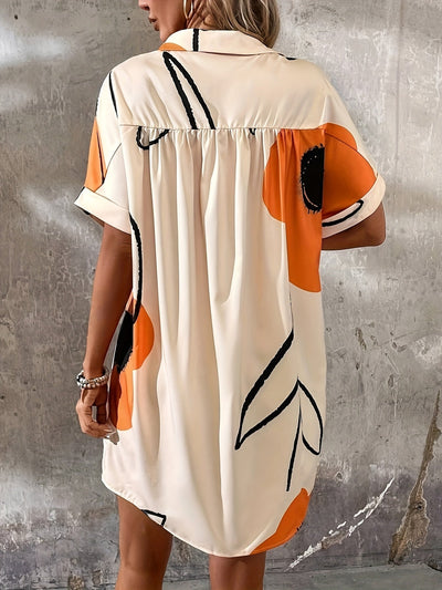 Elegantes Kleid mit kurzen Ärmeln und lockerem Schnitt