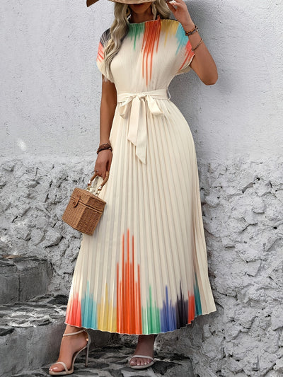 Elegantes langes Ombre-Kleid mit Gürtel und Fledermausärmel