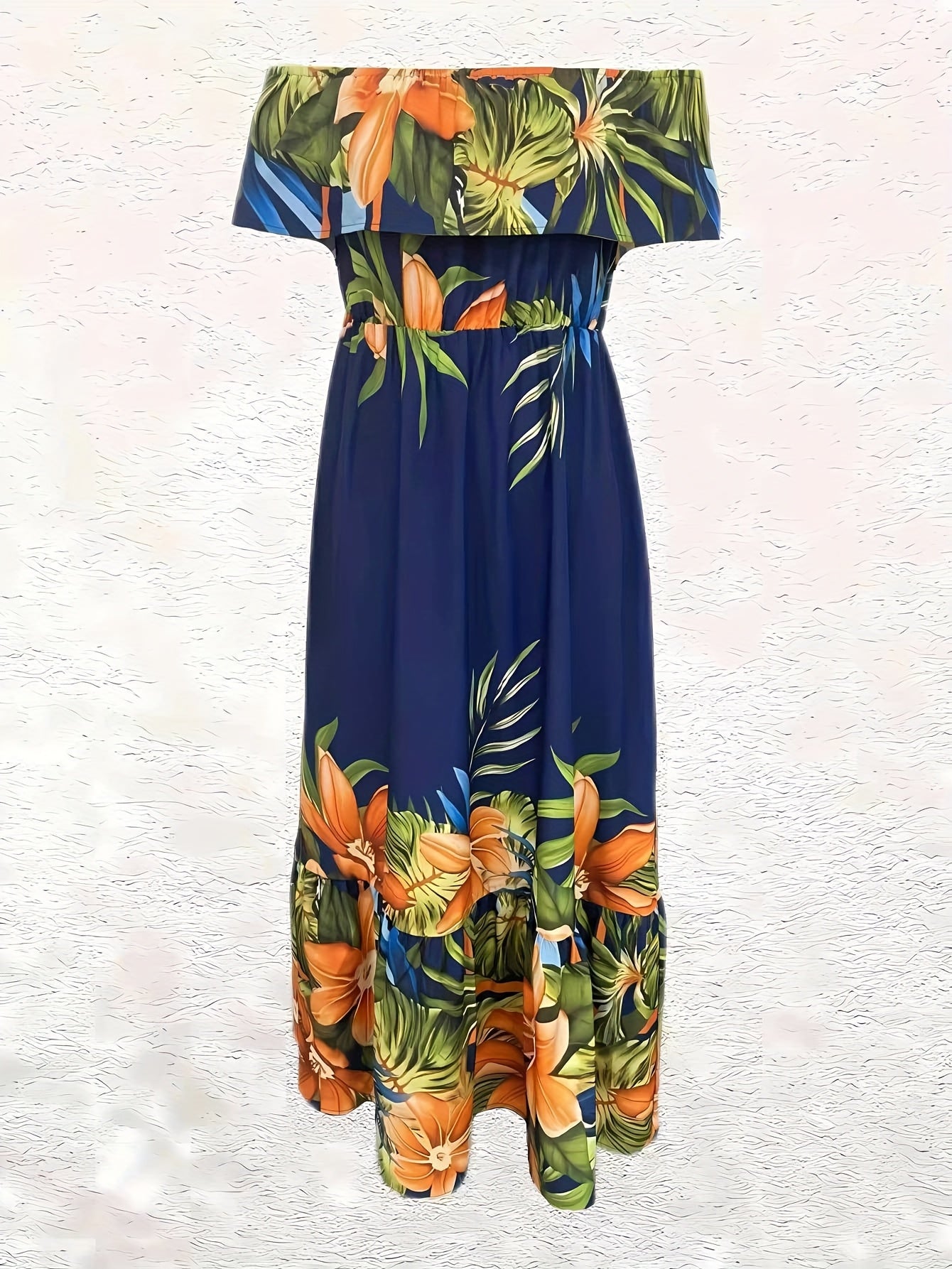 Tropisches Maxikleid mit offenen Schultern