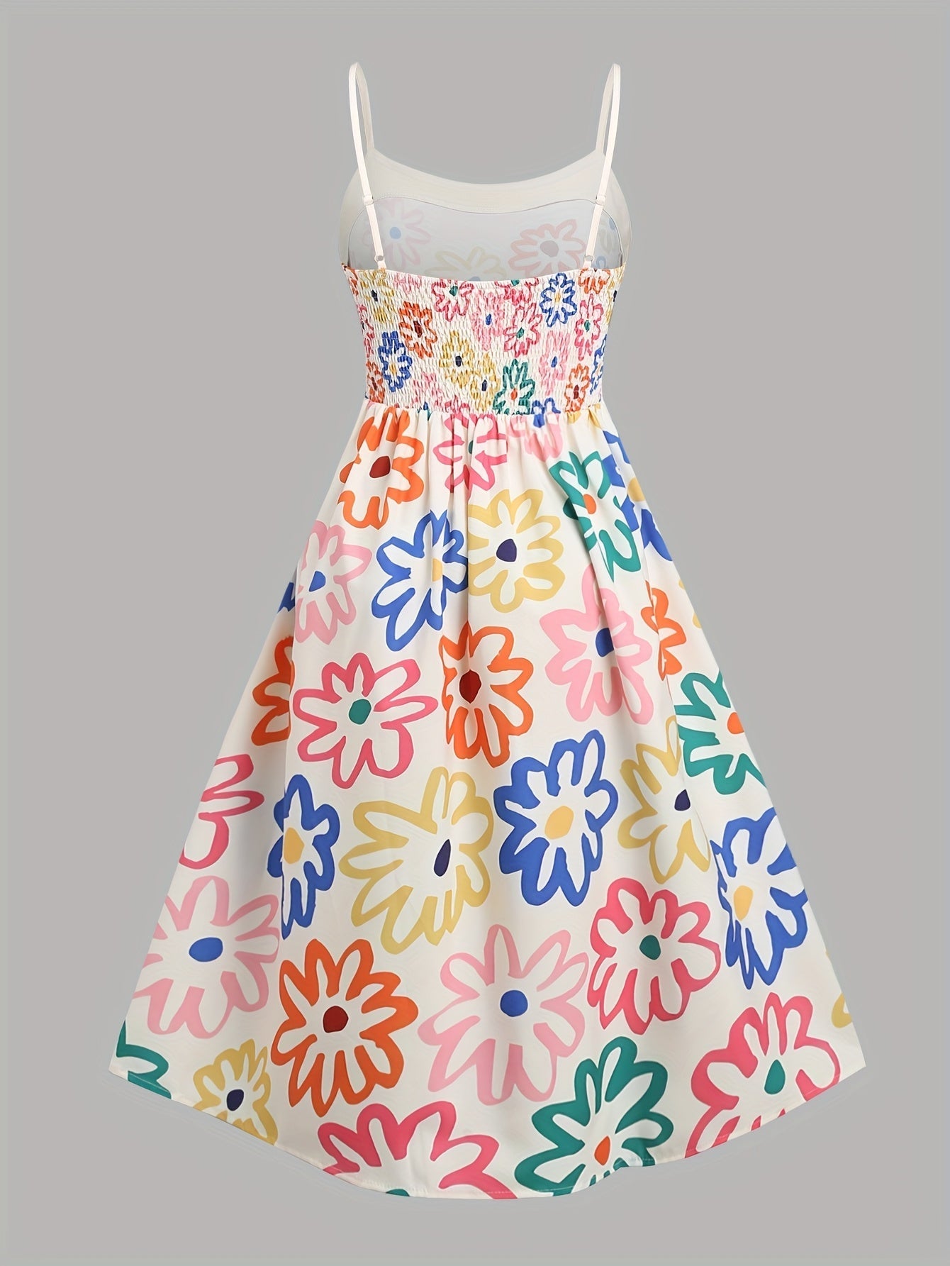 Weißes Maxikleid mit Blumenmuster, Carmen-Ausschnitt und Rüsche
