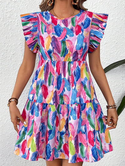 Rosa Kleid mit Volants und stufigem Rock – leichtes Design für den Sommer