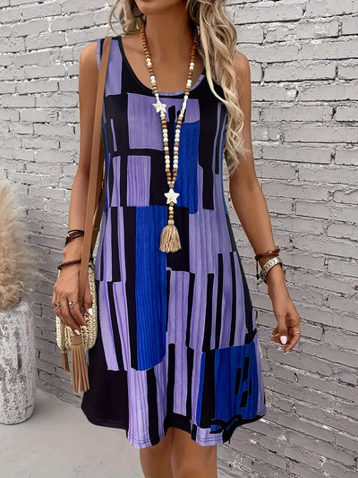 Ärmelloses Damenkleid mit geometrischem Print