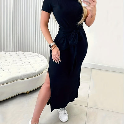 Damen Sommer-Strickkleid – Bunter Patchwork