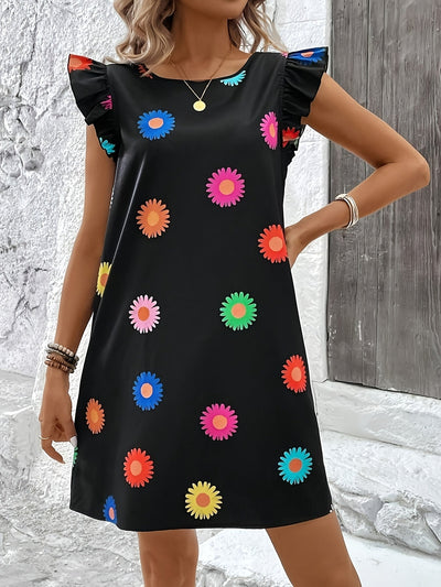 Kleid mit richtungsweisendem Muster in Schwarz Stylisches Sommerkleid für Frauen
