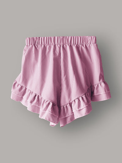 Sommerferienset - Gestreiftes Shirt und Shorts mit Rüschen