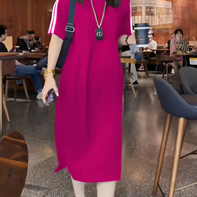 Schwarz-weißes T-Shirt-Kleid für Frauen - Lose Passform, Rundhalsausschnitt