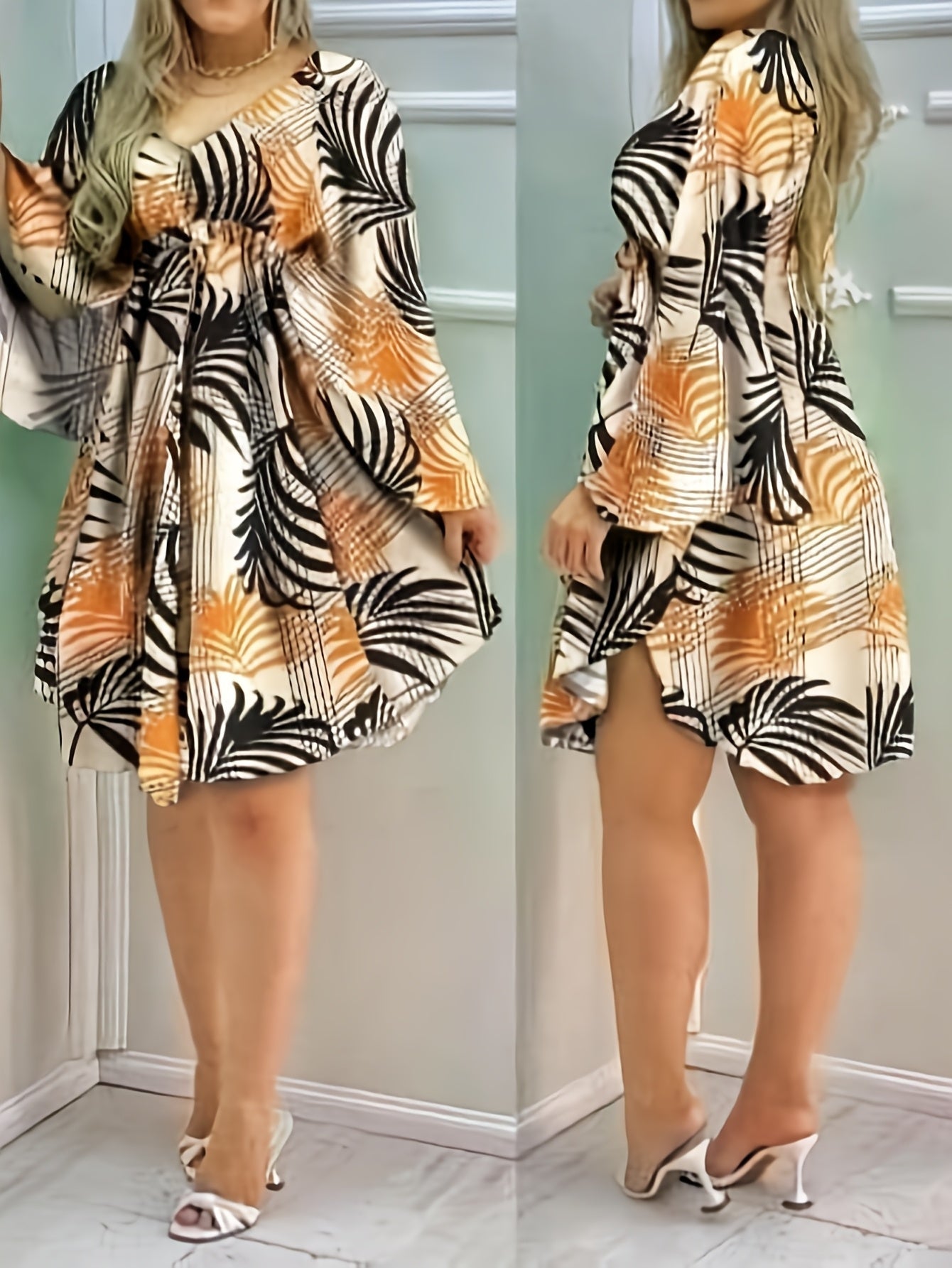 Elegantes Kleid mit frechem Ausschnitt und ausgestelltem Unterteil - Mix Colours