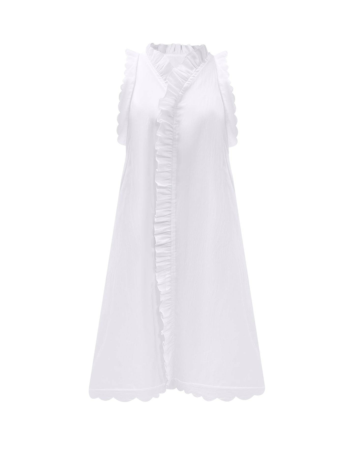 Ärmelloses Sommerkleid aus eleganter rosa-weißer Spitze und Plissee