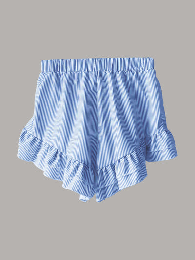 Sommerferienset - Gestreiftes Shirt und Shorts mit Rüschen