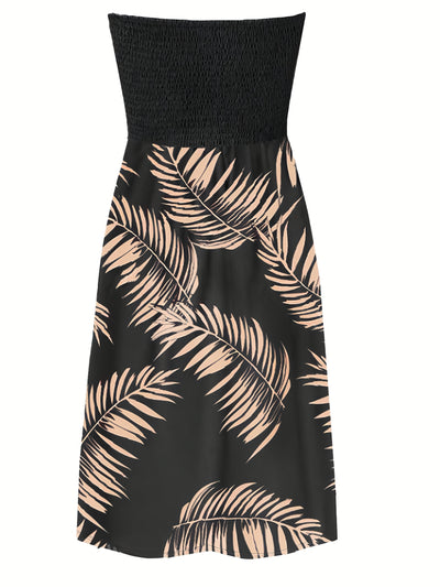 Trägerloses und ärmelloses elegantes Tuba-Kleid mit Blumenmuster