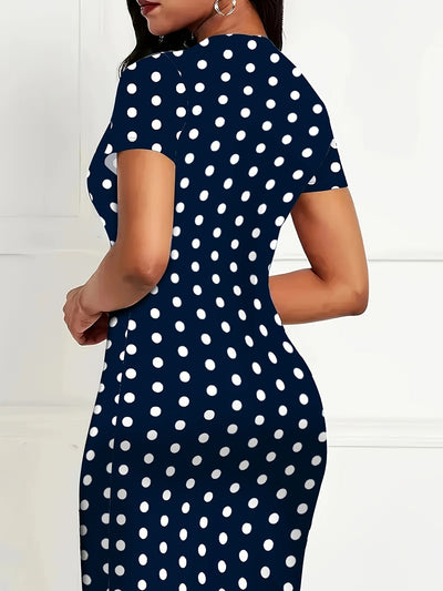 Elegantes marineblau gestreiftes Kleid - Bodycon-Schnitt