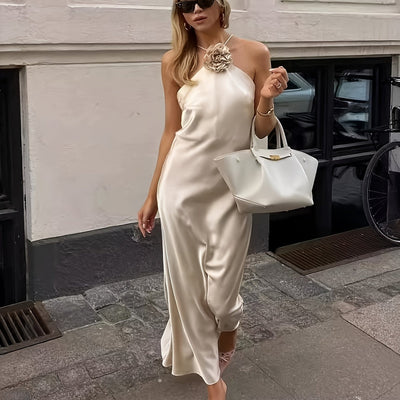 Neu Sommerkleid mit Stickerei und Krawatte - einfarbig
