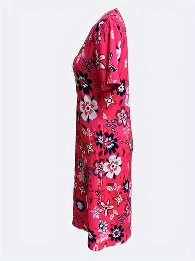 Sommerkleid für Frauen mit rosa Blumentaschen