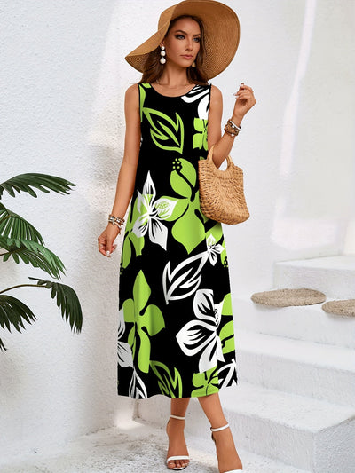 Sommerkleid mit Taschen und geometrischem Muster