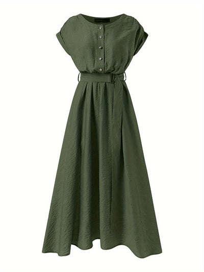 Damen Oversize Kleid mit Rundhalsausschnitt - Sommer Einfarbig