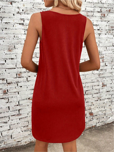Ärmelloses Damen-Sommerkleid mit Palmen-Print
