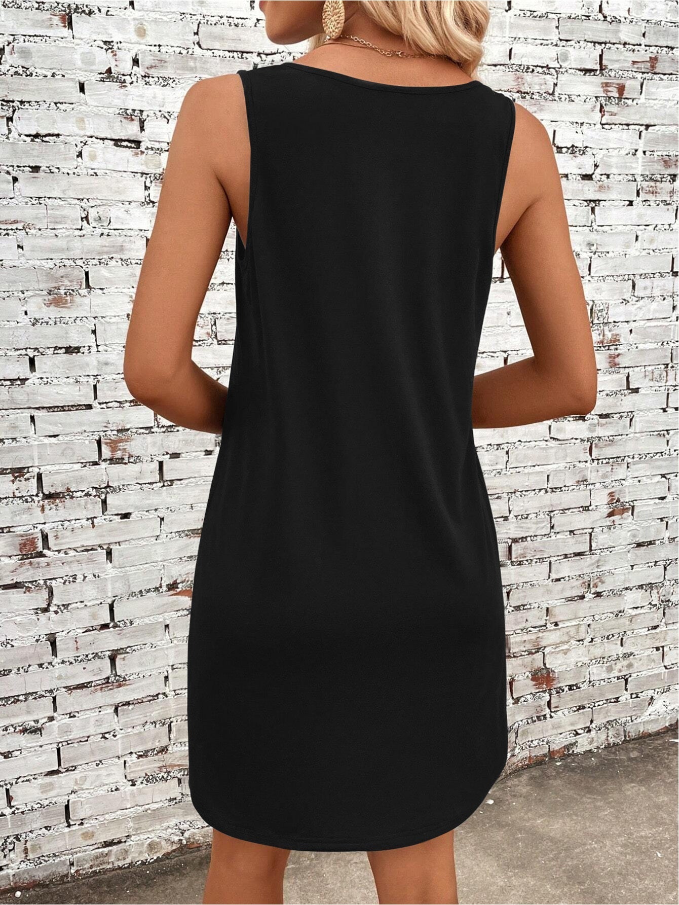 Ärmelloses Damen-Sommerkleid mit Palmen-Print