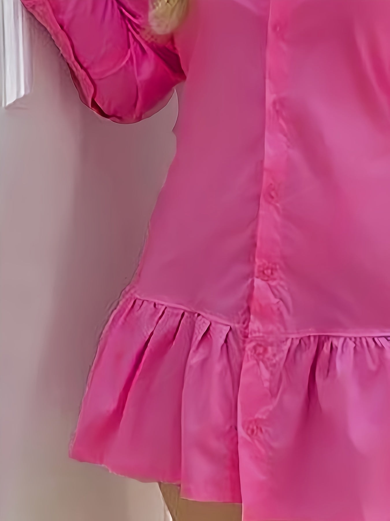 Damen-Hemdkleid mit Rüschenärmeln - einfarbig