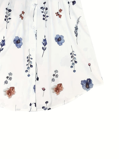 Sommerliches geblümtes Midikleid mit Kragen und Knöpfen