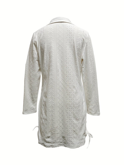 Elegantes Kleid mit Falten und Spitzen Perforiertes Muster Viele Farben