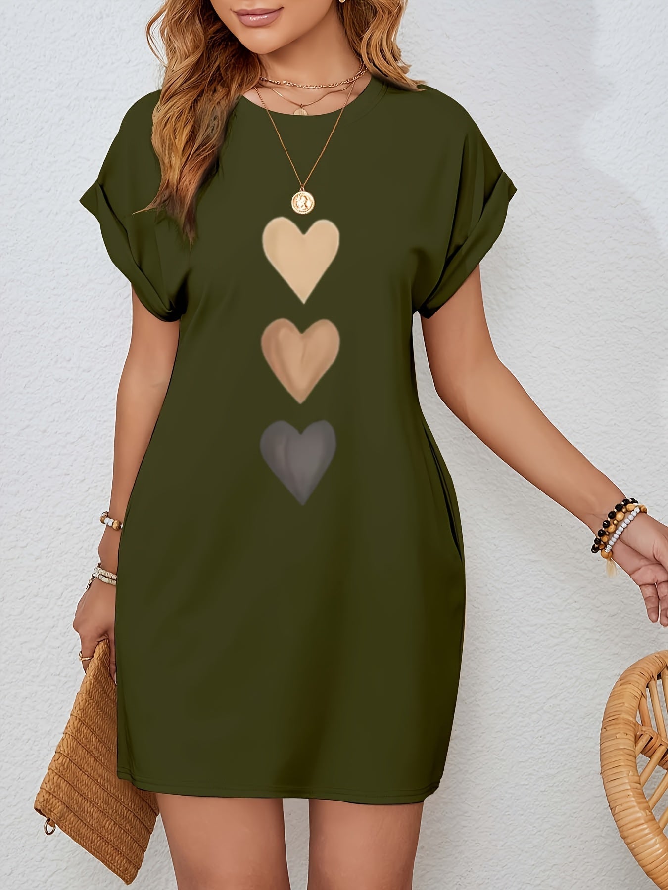 Everyday Damenkleid mit Herzmotiv und Fledermausärmeln