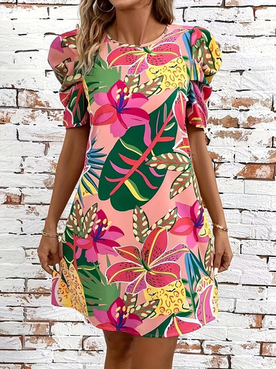 Luftiges Sommerkleid mit Print – Knielang, Puffärmel, Elegant & Bequem