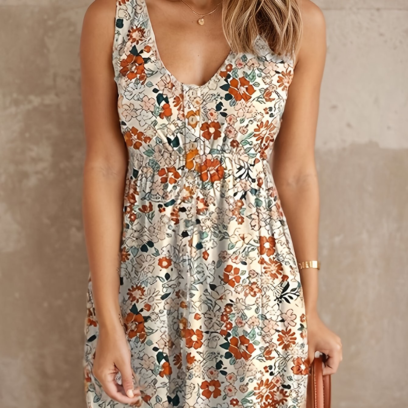 Ärmelloses Freizeitkleid mit Blumenmuster