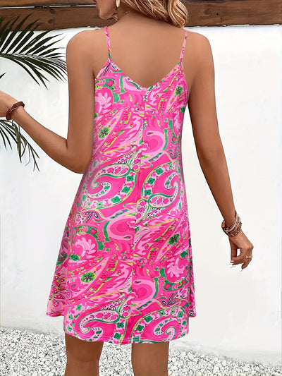 Elegantes Trägerkleid – Paisley-Muster