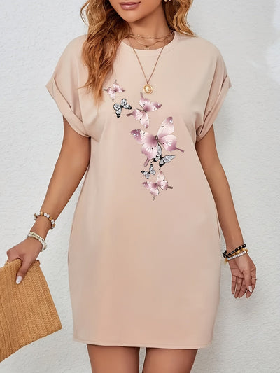 Damen Sommerblumenkleid mit Rundhalsausschnitt