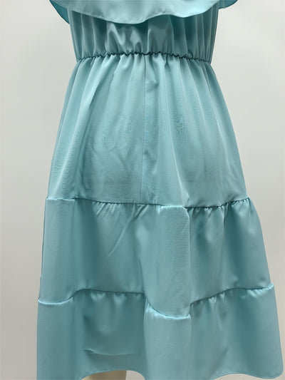 Ärmelloses spanisches Kleid mit Rüschen - Marineblau