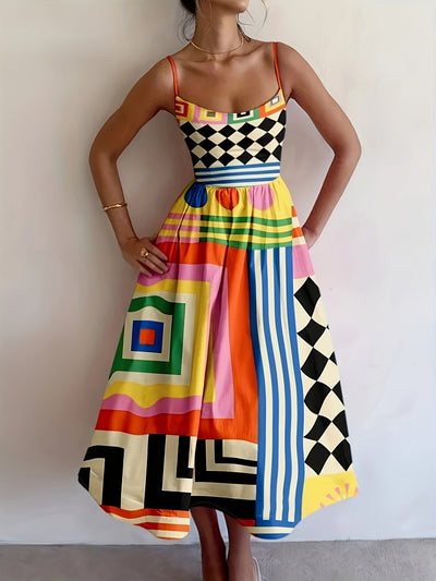 Sommerkleid mit Trägern und Print – Orangefarben