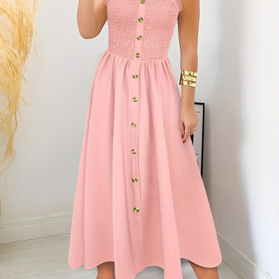Sommerkleid mit Knopfleiste und eckigem Ausschnitt – mit Trägern