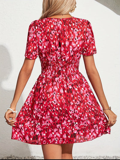 Luftiges Blumen-Mini-Sommerkleid mit V-Ausschnitt