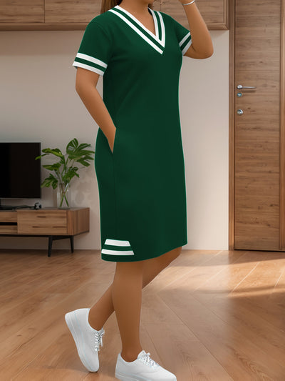 Marineblau gestreiftes Damenkleid - Casual für den Sommer