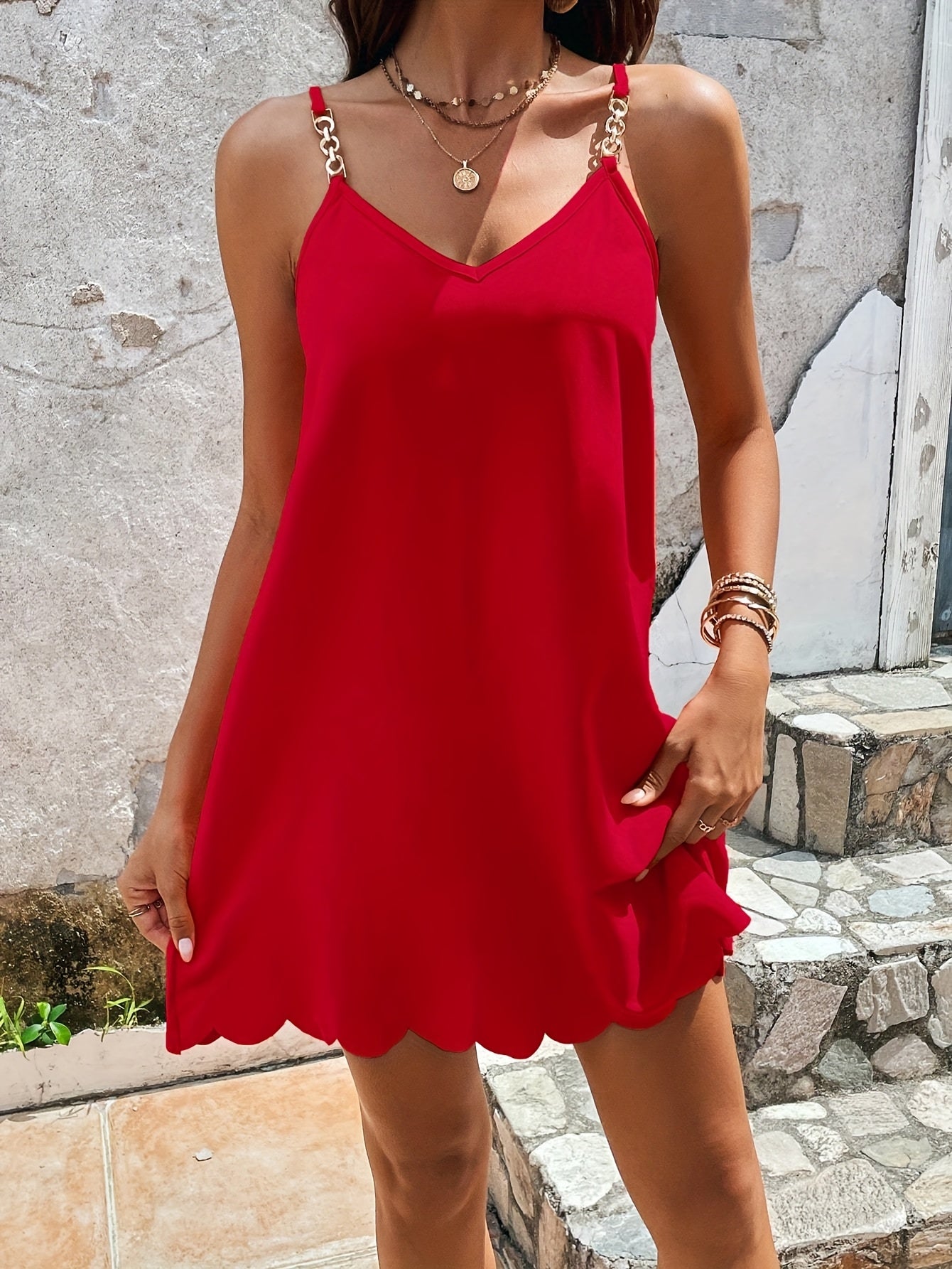 Rotes trägerloses Sommerkleid Leichter lockerer Schnitt