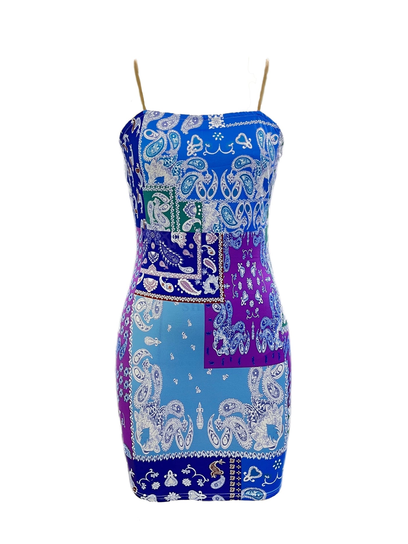 Mini-Bodycon-Kleid mit ausdrucksstarkem Paisley-Muster - für Partys