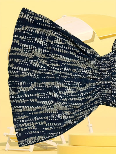 Elegantes Damen-Midikleid mit Streifen und V-Ausschnitt