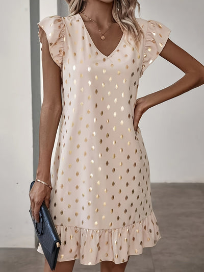 Schimmerndes Print- und Rüschenkleid Elegant für den Sommer