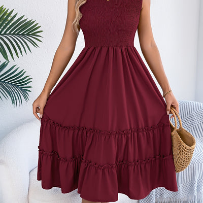 Ärmelloses Sommer-Maxikleid mit Rüschen