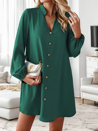 Stilvolles Kleid mit langen Ärmeln und V-Ausschnitt