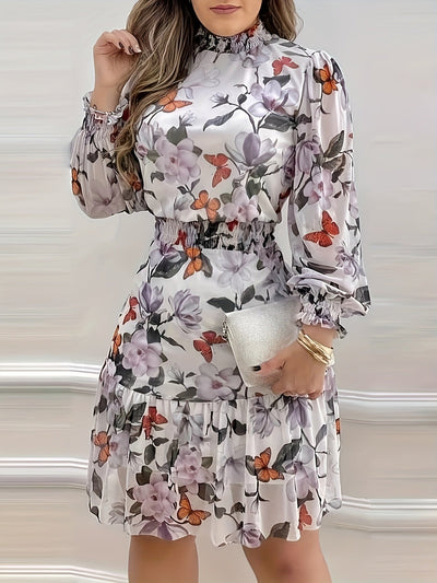 Elegantes Minikleid in Rosen - Rot und Weiß