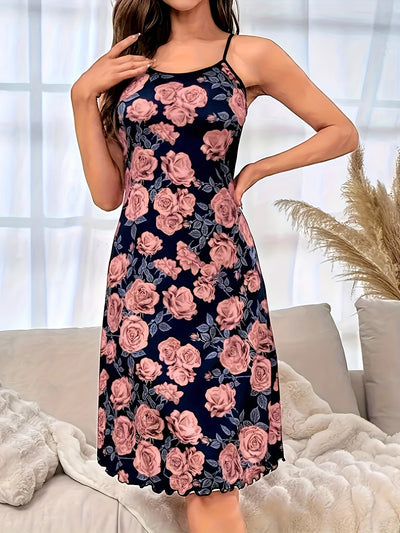 Sommerblumenkleid ärmellos Hüften antik