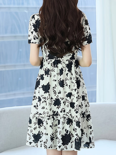 Damenkleid mit französischem Blumenmuster - bereit für die Feiertage