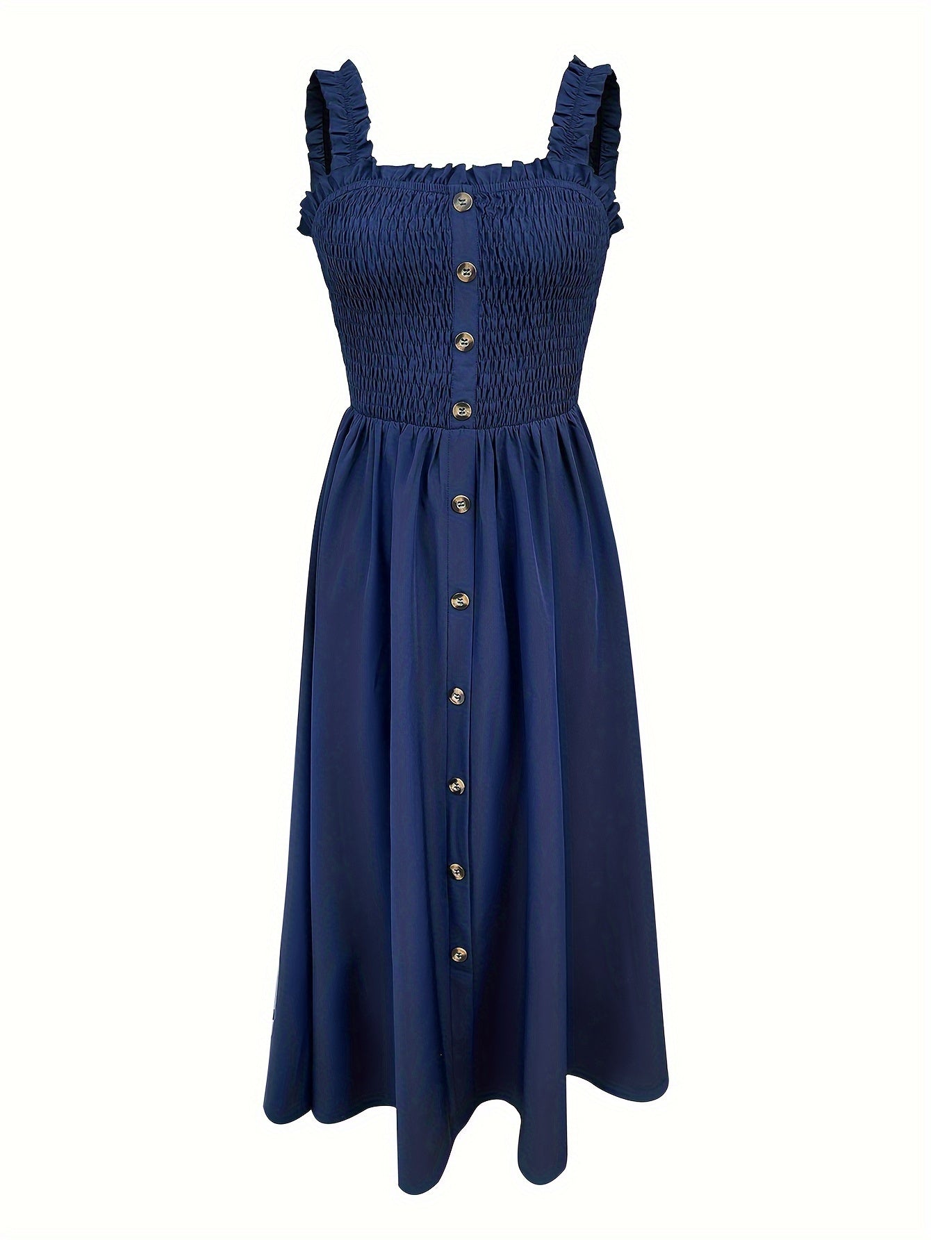 Sommerkleid mit Knopfleiste und eckigem Ausschnitt – mit Trägern