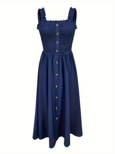 Sommerkleid mit Knopfleiste und eckigem Ausschnitt – mit Trägern